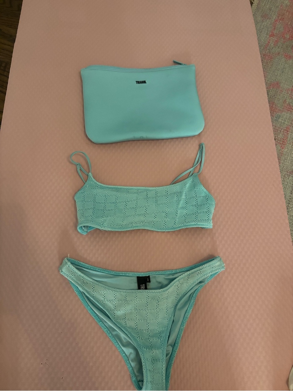 triangl swimwear Light Aqua Lace-Textured Bikini Set